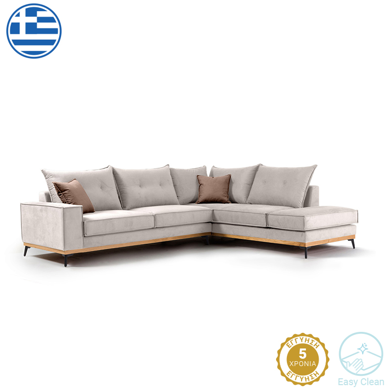 Γωνιακός καναπές αριστερή γωνία Luxury II pakoworld ύφασμα cream-mocha 290x235x95εκ-168-000015 Γωνιακός καναπές αριστερή γωνία Luxury II pakoworld ύφασμα cream-mocha 290x235x95εκ-168-000015