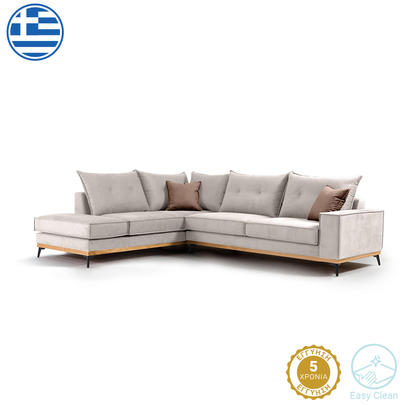 Γωνιακός καναπές δεξιά γωνία Luxury II pakoworld ύφασμα cream-mocha 290x235x95εκ-168-000016 Γωνιακός καναπές δεξιά γωνία Luxury II pakoworld ύφασμα cream-mocha 290x235x95εκ-168-000016