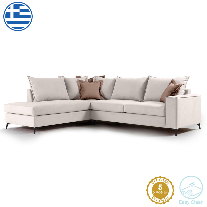 Γωνιακός καναπές δεξιά γωνία Romantic pakoworld ύφασμα cream-mocha 290x235x95εκ-168-000030 Γωνιακός καναπές δεξιά γωνία Romantic pakoworld ύφασμα cream-mocha 290x235x95εκ-168-000030