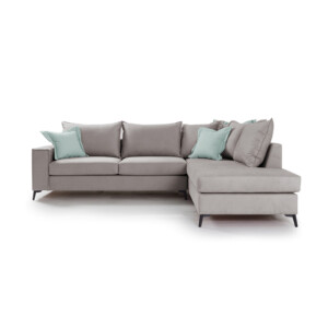 Γωνιακός καναπές αριστερή γωνία Romantic pakoworld ύφασμα elephant-ciel 290x235x95εκ-168-000031
