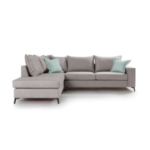 Γωνιακός καναπές δεξιά γωνία Romantic pakoworld ύφασμα elephant-ciel 290x235x95εκ-168-000032