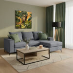 Γωνιακός καναπές Fabulous pakoworld αναστρέψιμος ύφασμα ανθρακί-κυπαρισσί 240x165x95εκ-168-000038