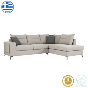 Γωνιακός καναπές αριστερά γωνία Montana pakoworld ανοιχτό γκρι ύφασμα με μαξιλάρια σε ποντικί απόχρωση 275x215x93εκ-168-000076