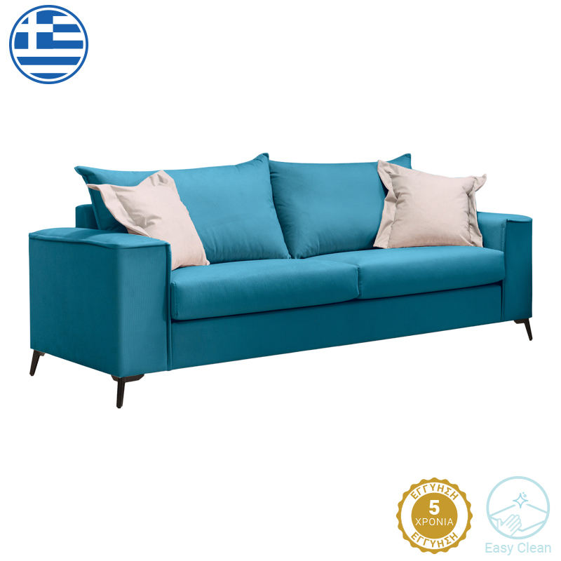 Καναπές Verona pakoworld 3θέσιος πετρόλ ύφασμα με μαξιλάρια σε μπεζ απόχρωση 225x93x100εκ-168-000086 Καναπές Verona pakoworld 3θέσιος πετρόλ ύφασμα με μαξιλάρια σε μπεζ απόχρωση 225x93x100εκ-168-000086