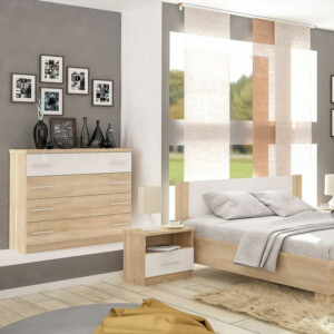 Κομοδίνο Geneva pakoworld φυσικό-λευκό 50x37x45.5εκ-173-000015