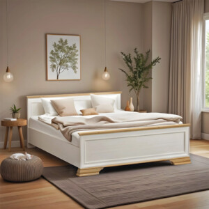 Κρεβάτι Jaden pakoworld golden oak-λευκό antique 160x200εκ-173-000023