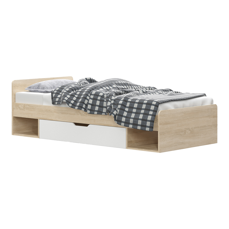 Κρεβάτι με συρτάρι Letto pakoworld σε oak - λευκό απόχρωση 90x200εκ-173-000049 Κρεβάτι με συρτάρι Letto pakoworld σε oak - λευκό απόχρωση 90x200εκ-173-000049