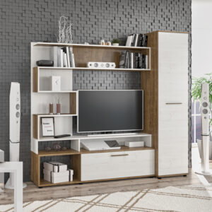 Σύνθετο σαλονιού Jasper pakoworld καρυδί-αντικέ λευκό 151.5x37.5x169.5εκ-173-000058