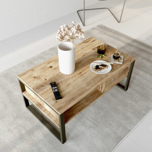 Τραπέζι σαλονιού Honora pakoworld oak-μαύρο 100x60x44