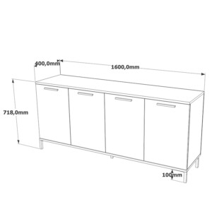 Μπουφές Kermit pakoworld ανθρακί-oak 160x40x72εκ-176-000017