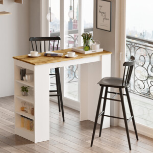 Τραπέζι μπαρ Riff pakoworld λευκό-sonoma 120x51.5x101.5εκ-176-000052