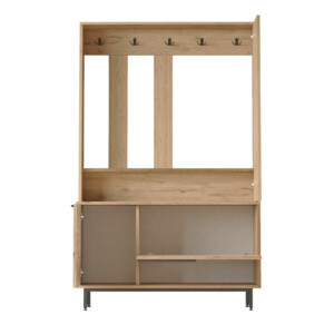 Έπιπλο εισόδου Zerbie pakoworld μελαμίνης φυσικό-μαύρο 112x35.5x178εκ-176-000148