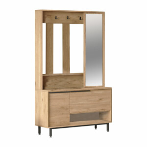 Έπιπλο εισόδου Zerbie pakoworld μελαμίνης φυσικό-μαύρο 112x35.5x178εκ-176-000148