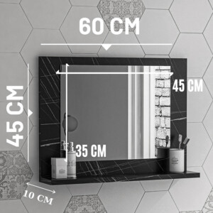 Καθρέπτης Kappa pakoworld μελαμίνη σε απόχρωση μαύρο μαρμάρου 60x10x45εκ-176-000183