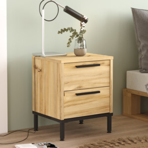 Κομοδίνο Nako pakoworld μαύρο μέταλλο και μελαμίνη σε φυσική απόχρωση 40x35.5x48.8εκ-176-000188