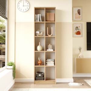 Βιβλιοθήκη Oteca 10θέσεων pakoworld σε φυσική απόχρωση 51.1x25.4x180εκ-176-000198