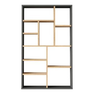 Βιβλιοθήκη Boteca 10θέσεων pakoworld σε φυσική-ανθρακί απόχρωση 75x22x123.6εκ-176-000201