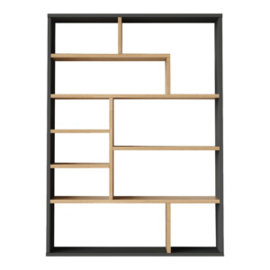 Βιβλιοθήκη Decora pakoworld σε φυσική-ανθρακί απόχρωση 90x22x123.6εκ-176-000203