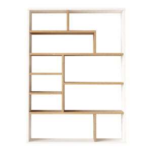 Βιβλιοθήκη Decora pakoworld σε φυσικό-λευκό απόχρωση 90x22x123.6εκ-176-000204