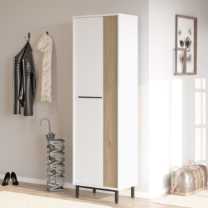 Παπουτσοθήκη Scarpiera 9θέσεων pakoworld σε φυσική-λευκή απόχρωση 57.2x35.5x185.6εκ-176-000206