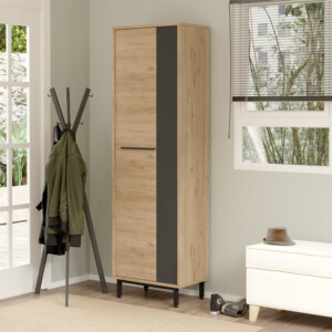 Παπουτσοθήκη Scarpiera pakoworld 18 ζευγών σε φυσικο-ανθρακι απόχρωση 57.2x35.5x185.6εκ-176-000207