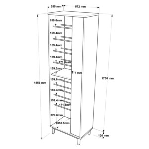 Παπουτσοθήκη Scarpiera pakoworld 18 ζευγών σε φυσικο-ανθρακι απόχρωση 57.2x35.5x185.6εκ-176-000207