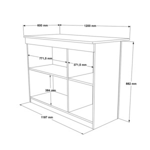 Τραπέζι-πάγκος κουζίνας Kogile pakoworld σε λευκή απόχρωση 120x60x88.2εκ-176-000212