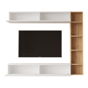 Σύνθετο σαλονιού Compo επιτοίχιο pakoworld σε φυσικό-λευκό απόχρωση 169