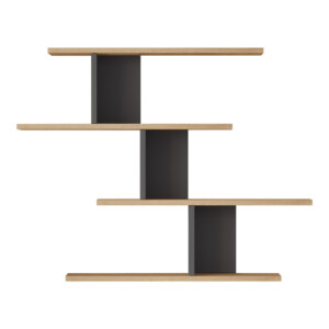 Ραφιέρα τοίχου Zaka pakoworld σε φυσική-ανθρακί απόχρωση 98.7x14.5x78εκ-176-000232