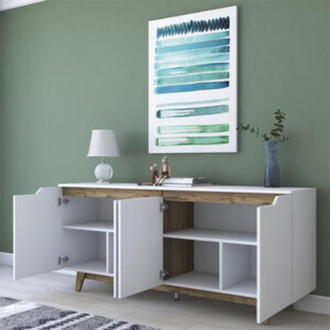 Μπουφές Rafaelo pakoworld λευκό-καρυδί 180x45x78