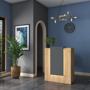 Γραφείο reception Zowel pakoworld με led μελαμίνης φυσικό-ανθρακί 90x40x110εκ-182-000069