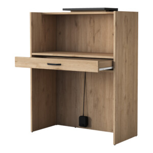 Γραφείο reception Zowel pakoworld με led μελαμίνης φυσικό-ανθρακί 90x40x110εκ-182-000069