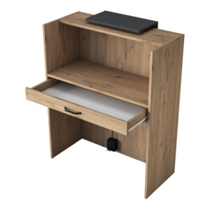 Γραφείο reception Zowel pakoworld με led μελαμίνης φυσικό-ανθρακί 90x40x110εκ-182-000069