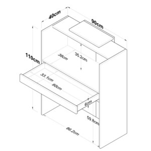 Γραφείο reception Zowel pakoworld με led μελαμίνης φυσικό-ανθρακί 90x40x110εκ-182-000069