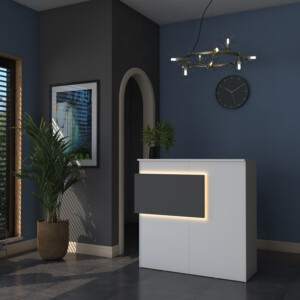 Γραφείο reception Triana pakoworld με Led σε λευκή-ανθρακί απόχρωση 110x40x110εκ-182-000070