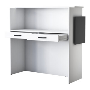 Γραφείο reception Triana pakoworld με Led σε λευκή-ανθρακί απόχρωση 110x40x110εκ-182-000070