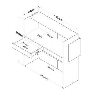 Γραφείο reception Triana pakoworld με Led σε λευκή-ανθρακί απόχρωση 110x40x110εκ-182-000070