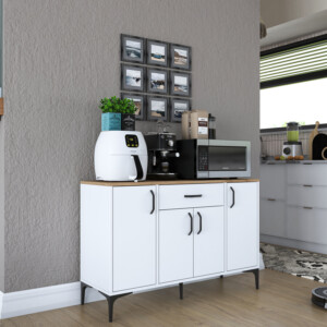 Μπουφές Ubron pakoworld λευκό-καρυδί μελαμίνης 120x40x78.6εκ-182-000092