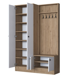 Έπιπλο εισόδου Nafdo pakoworld καρυδί-λευκό μελαμίνης 119.6x35.5x182.8εκ-182-000094