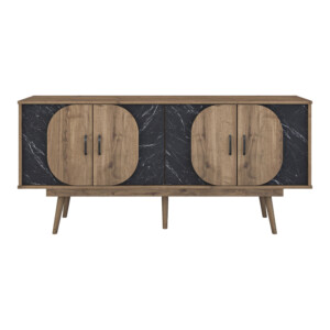 Μπουφές Suckie pakoworld καρυδί με μαύρο μαρμάρου μελαμίνης-καρυδί pp πόδι 180x45x82.6εκ-182-000099