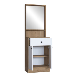 Έπιπλο εισόδου Rockder pakoworld λευκό με φυσική απόχρωση μελαμίνης 60x35.5x182.8εκ-182-000101