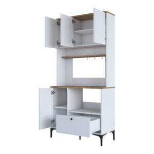 Ντουλάπα κουζίνας Bender pakoworld σε λευκή-φυσική απόχρωση 90.2x40x184.2εκ-182-000114