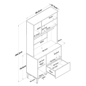 Ντουλάπα κουζίνας Bender pakoworld σε λευκή-φυσική απόχρωση 90.2x40x184.2εκ-182-000114