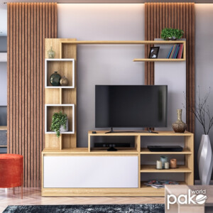 Σύνθετο σαλονιού Aiden pakoworld sonoma-λευκό 150x38.5x160εκ-184-000073