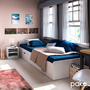 Κρεβάτι Regan pakoworld με αποθηκευτικό χώρο σε λευκή απόχρωση 90x200εκ-184-000075