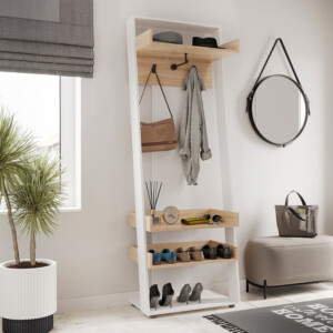 Έπιπλο εισόδου Sciove pakoworld σε λευκή-φυσική απόχρωση 70x40x200εκ-184-000120