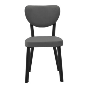 Καρέκλα Joley pakoworld ανθρακί βελούδο-πόδι μαύρο μέταλλο 45x39x86.5εκ-190-000059