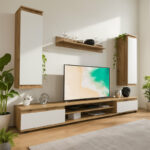 Σύνθετο σαλονιού Sandro pakoworld καρυδί-λευκό 175x37x160εκ-192-000025