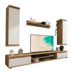 Σύνθετο σαλονιού Sandro pakoworld καρυδί-λευκό 175x37x160εκ-192-000025