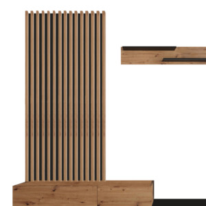 Σύνθετο σαλονιού Litende pakoworld μαύρο-sonoma μελαμίνης 249.5x42x199.5εκ-192-000033